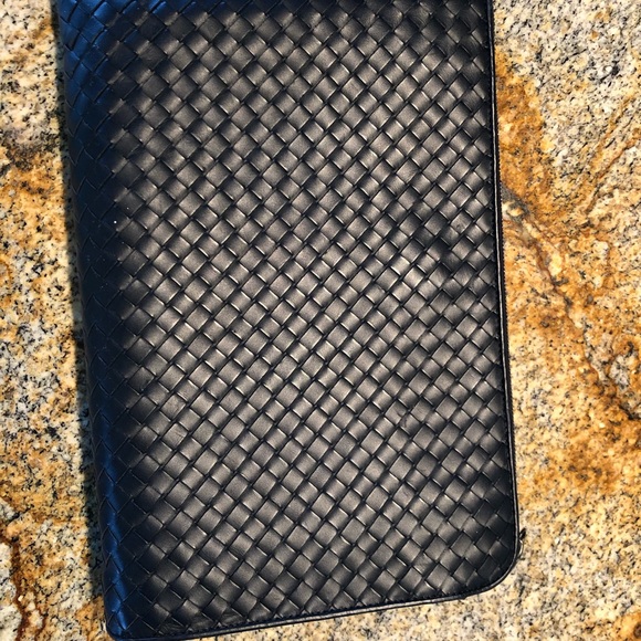 Bottega Veneta Folio Unisex Blue Leather 1000%Auth - Picture 3 of 5